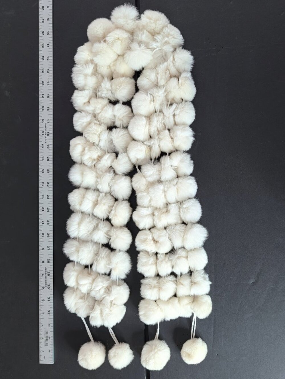 Amazing White RABBIT FUR SCARF ** 50" long x 5" wide